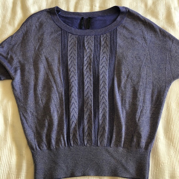 Guess Sparkly Purple Short Sleeved Sweater - Picture 7 of 7
